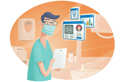 Clinical team using diagnostic imagery software