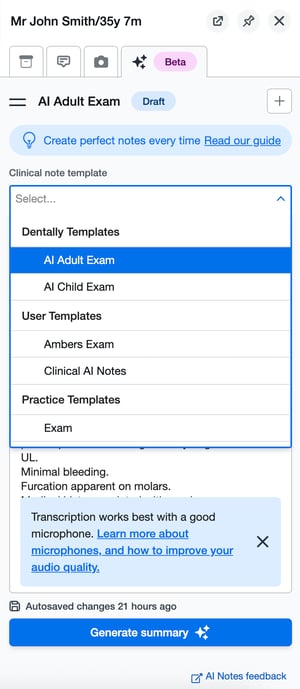 clinicalainotestemplateselection