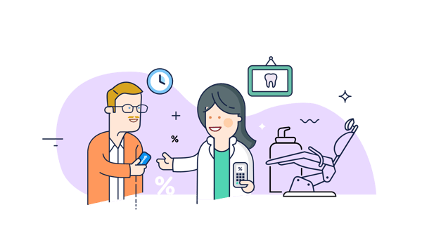 illustration of a patient paying for treatment