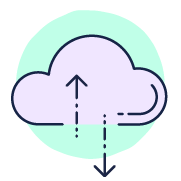 An illustration of a cloud with two arrows, one going in, the other going out.