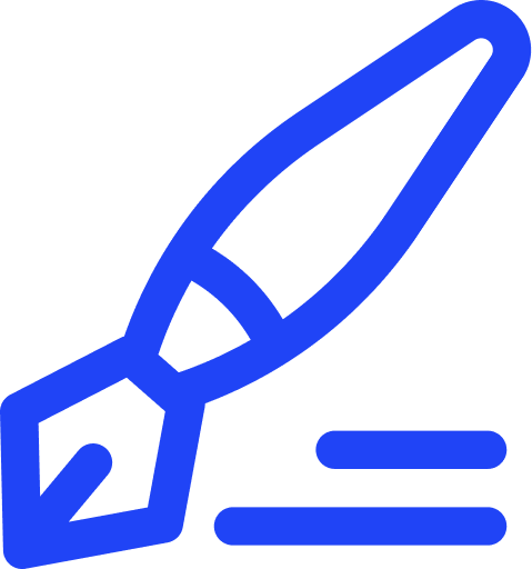 Fountain pen with lines icon