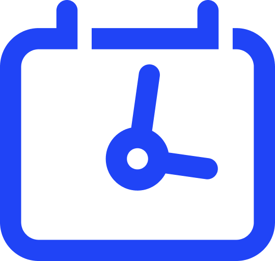 Calendar with clock hands icon